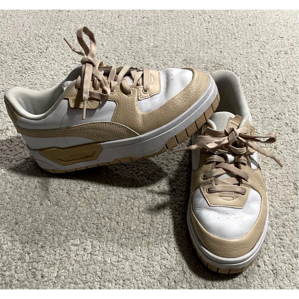 Puma Cali Dreams Lace Up Platform Sneakers Womens 8 / 38.5 White Peach Leather